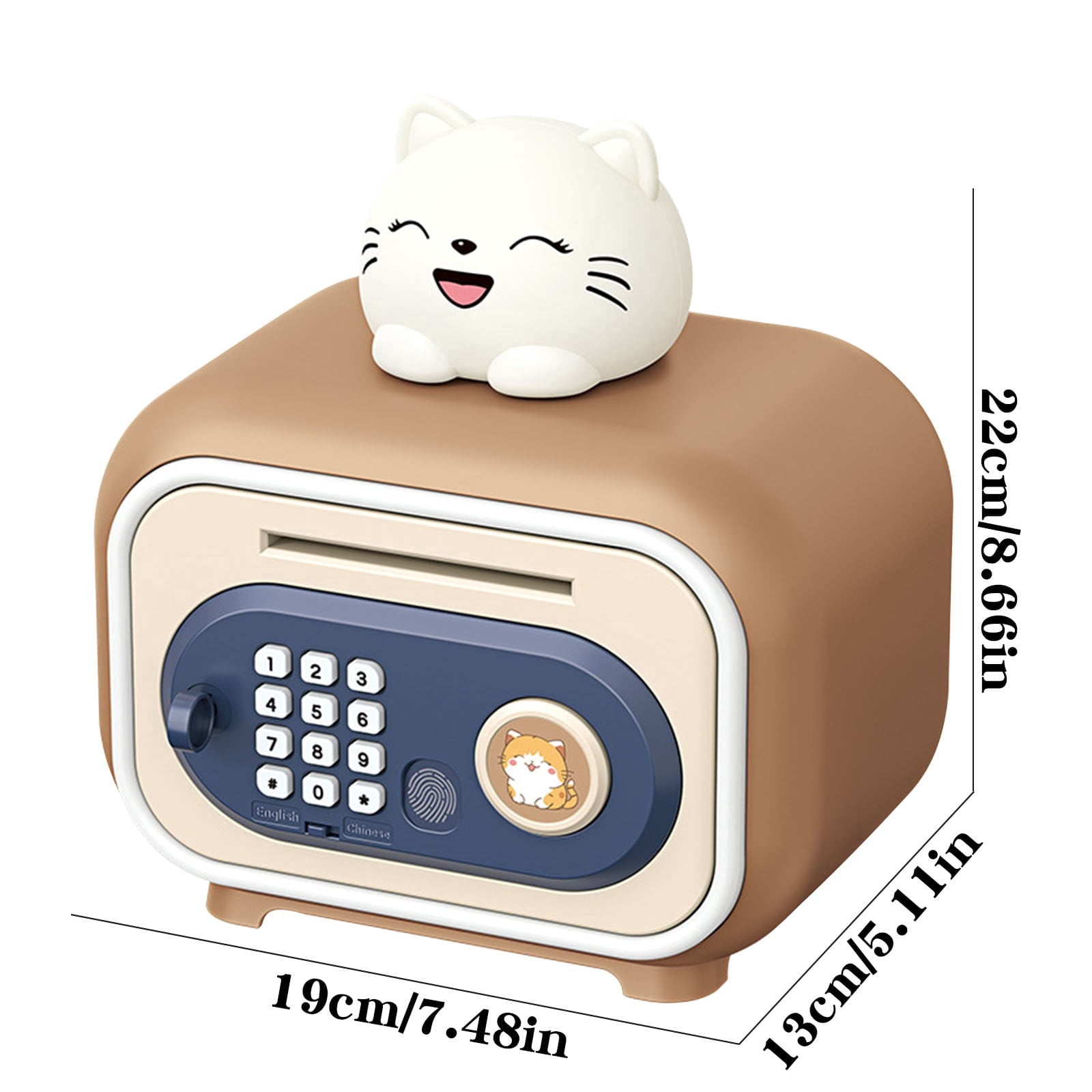 Password Memory Bank Brown Kids Savings Bank Fingerprint Password Pet Design Large Capacity ...