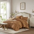 thumbnail image 1 of Brown King Comforter Set 3-Piece, Microfiber Bedding with Ruffled Design, All-Season Comfort, 1 of 19