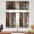 Brown Kitchen Curtains Tiers and Valances Set 3 Piece for Windows Grey