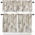 thumbnail image 1 of Brown Kitchen Curtains and Valances Set, Rod Pocket Curtains Tier Farmhouse Window Curtains 24 Inch Length, Retro Modern Farmhouse Texture Abstract Ombre 3 Piece Kitchen Curtains Set, 1 of 6