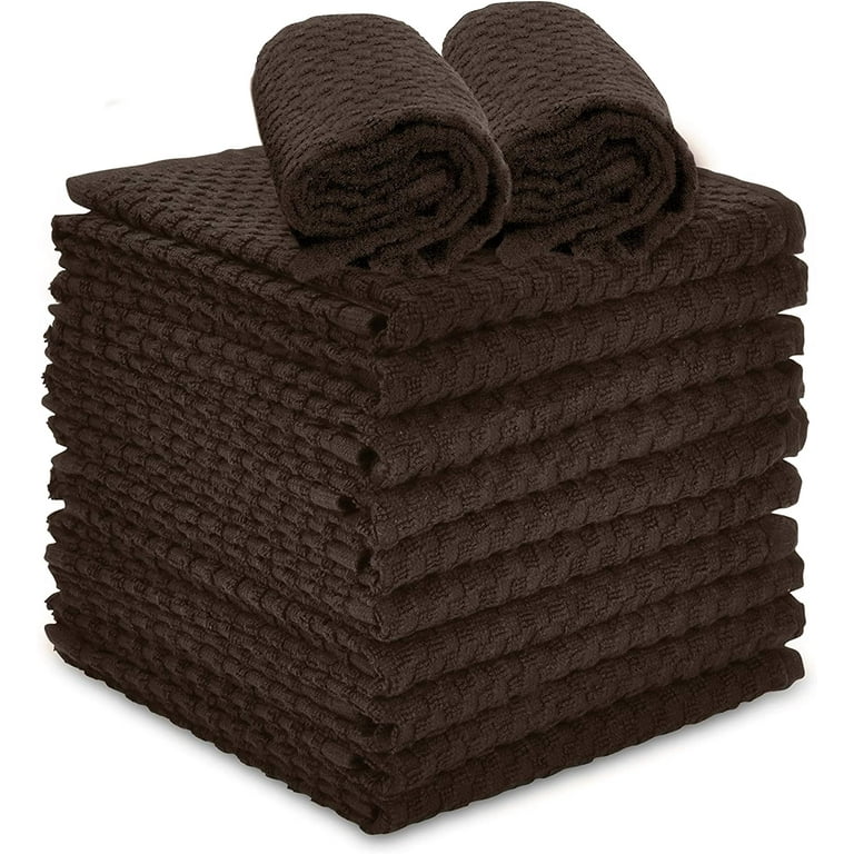 Brown Kitchen Dish Towels, 15” x 25”, 100% Cotton Kitchen Towel and  Dishcloths Set, 12 Pack Absorbent Multipurpose Dish Cloth, Hand Towel and  All Kitchen Cleaning Bar Towels (Coffee Bean) 