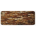 thumbnail image 1 of Brown Kitchen Mat, Old Grunge Brick Wall Aging Construction Rustic Home Structure Dirty Facade, Plush Decorative Kitchen Mat with Non Slip Backing, 47" X 19", Brown Chestnut Brown, by Ambesonne, 1 of 1