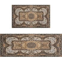 Brown Kitchen Rug Mat Decor Country Rustic Farmhouse Kitchen Rugs Sets of 2 Washable Non-Slip Kitchen Mats for Floor Set of 2