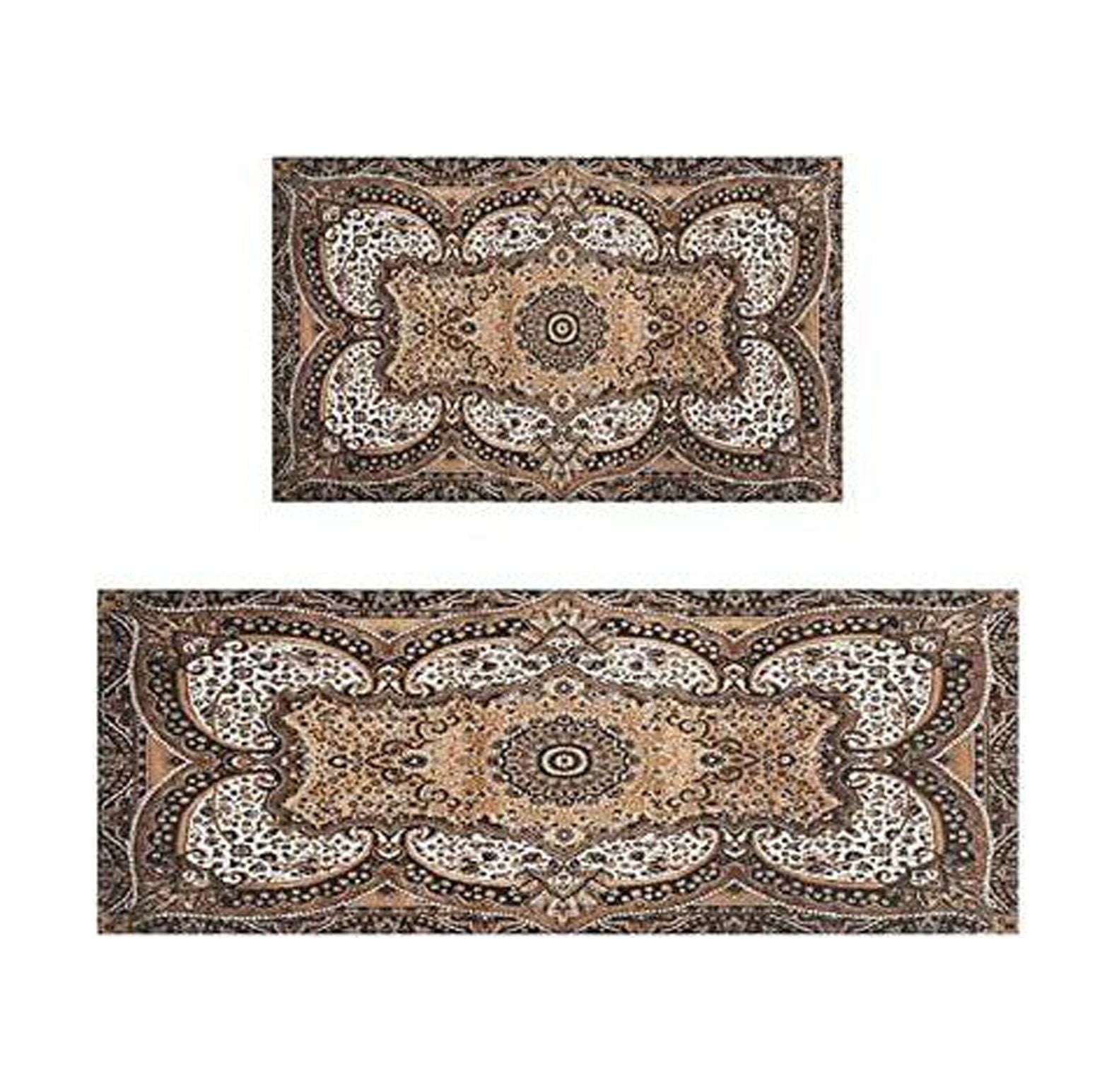 Brown Kitchen Rug Mat Farmhouse Kitchen Rugs Sets of 2 Washable Non