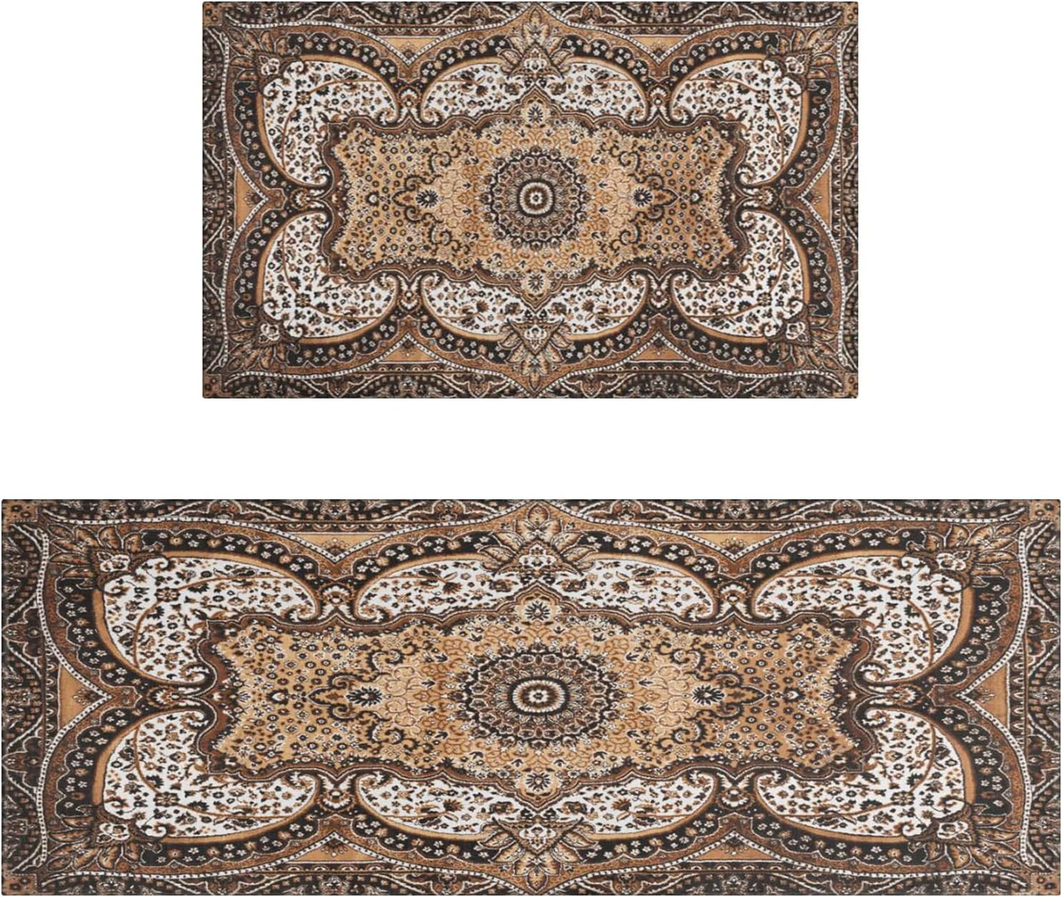 Brown Kitchen Rug Mat Farmhouse Kitchen Rugs Sets of 2 Washable Non ...