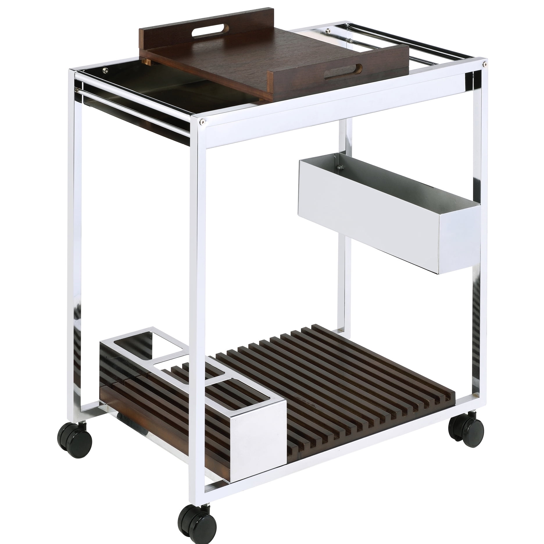 And Brown Kitchen Serving Cart - 2 Storage Areas For Storing Beverage ...