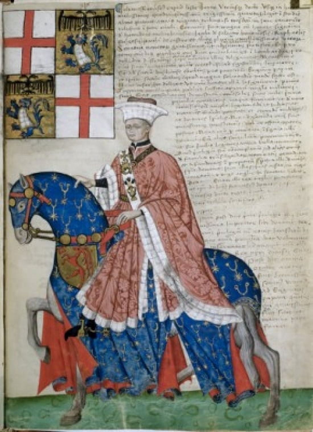 Brown Knight & Blue Horse Capodilista Codex Manuscripts Civic Library of Padua Canvas Art - (24 x 36)
