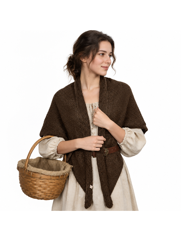 Brown Knit Triangle Scarf Shawl Wrap Celtic Tribal Fashion Accessory