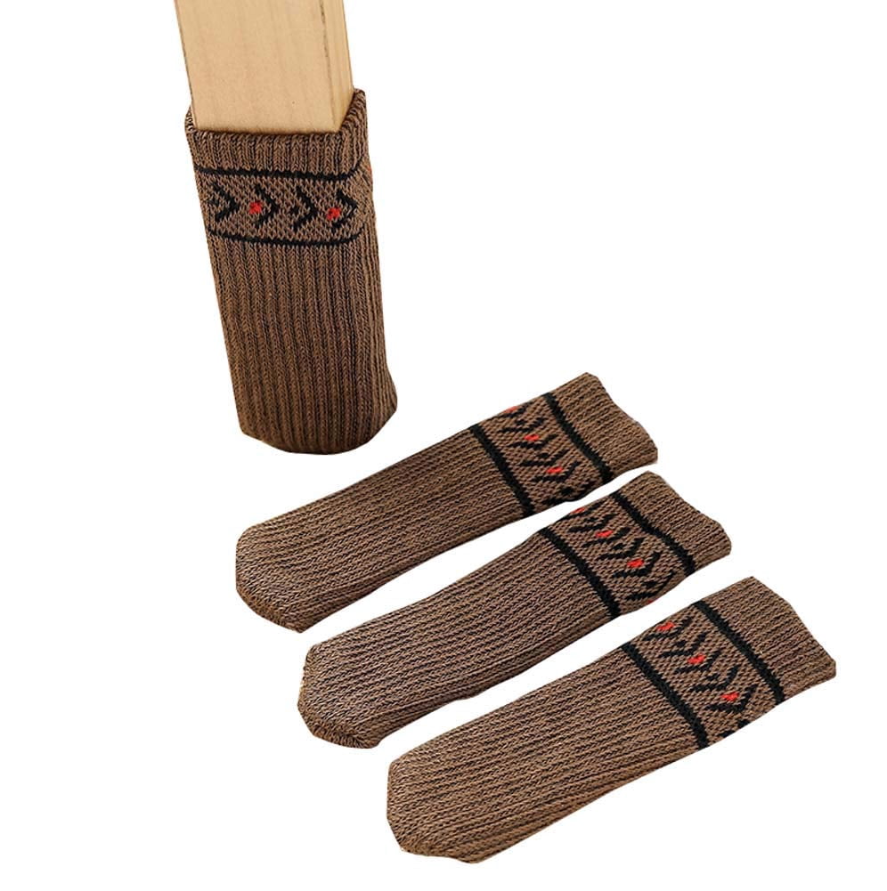 Brown Knitted Furniture Leg Socks Table Leg Caps Chair Foot Socks Cover ...