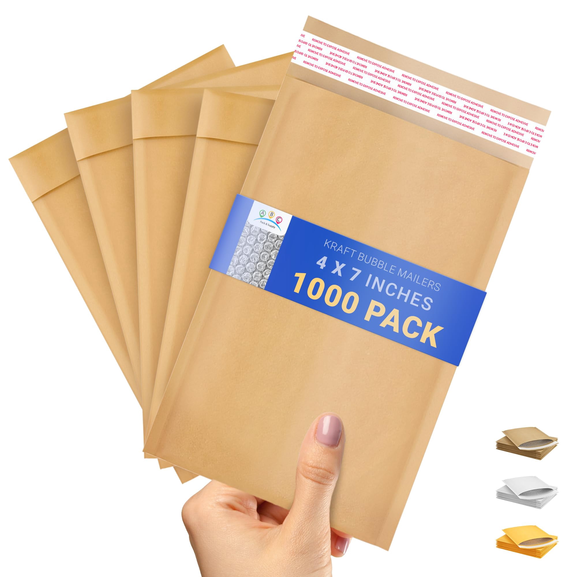 Brown Kraft Bubble Mailer Envelopes, 4 x 7 Inches. 1000 Pack Mail Padded Envelopes Self Seal. Kraft Bubble Mailers. Tear-Resistant Mailing Envelope Padded. Sturdy Paper Mailer