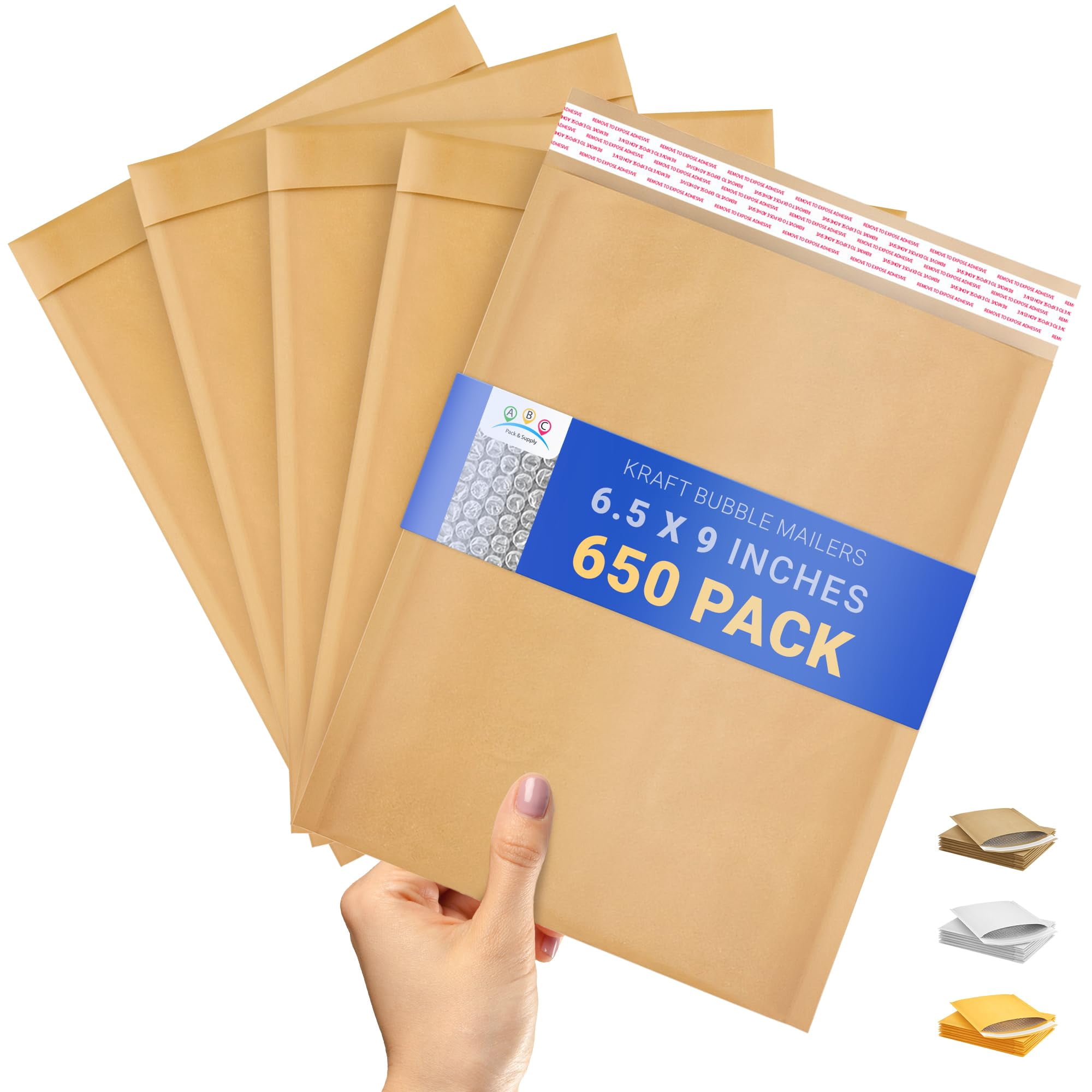 Brown Kraft Bubble Mailer Envelopes 6.5 x 9 Inch. 650 Pack of Kraft Paper Mail Padded Envelopes Self Seal. Opaque Kraft Mailers. Water-Resistant Padded Mailing Envelopes for Jewelry, Cosmetics