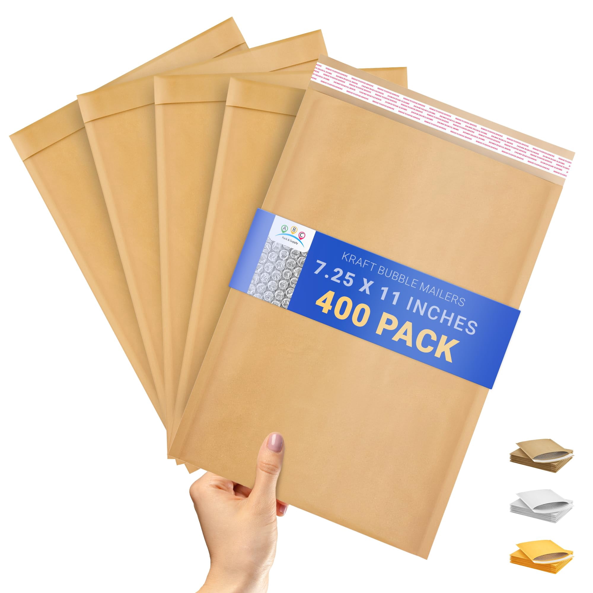 Brown Kraft Bubble Mailer Envelopes, 7.25 x 11 Inches. 400 Pack Mail Padded Envelopes Self Seal. Kraft Bubble Mailers. Tear-Resistant Mailing Envelope Padded. Sturdy Paper Mailer