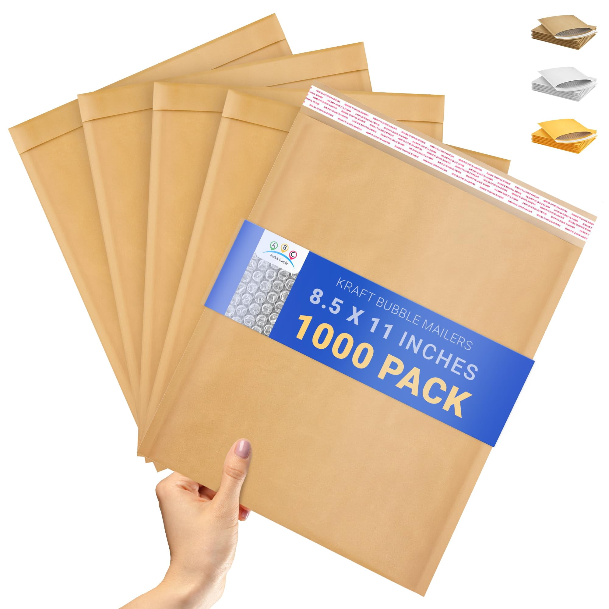 Brown Kraft Bubble Mailer Envelopes, 8.5 x 11 Inches. 1000 Pack Mail Padded Envelopes Self Seal. Kraft Bubble Mailers. Tear-Resistant Mailing Envelope Padded. Sturdy Paper Mailer