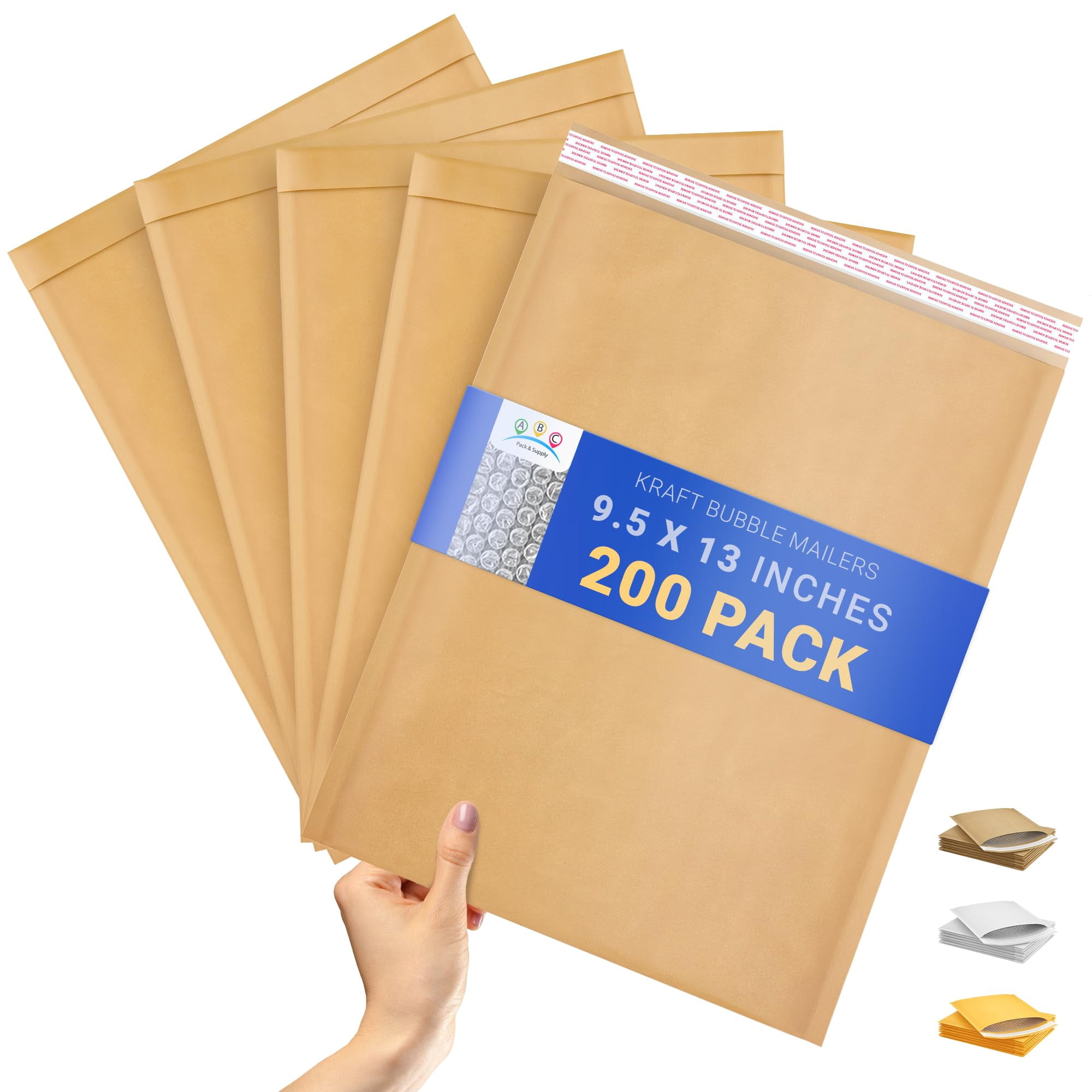 Brown Kraft Bubble Mailer Envelopes, 9.5 x 13 Inches. 200 Pack Mail Padded Envelopes Self Seal. Kraft Bubble Mailers. Tear-Resistant Mailing Envelope Padded. Sturdy Paper Mailer