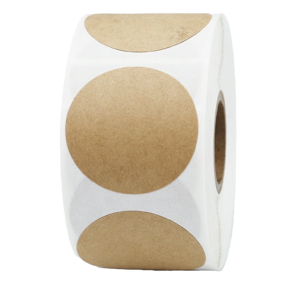 Brown Kraft Circle Dot Stickers | 1" Inch Round | 500 Pack
