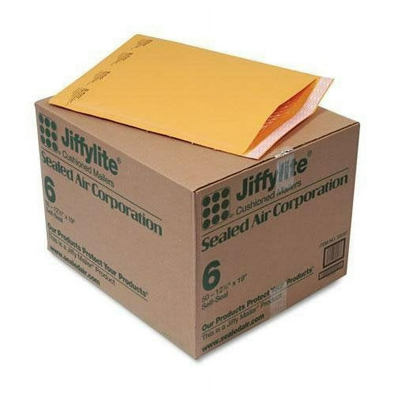 Brown Kraft Envelopes Self-Seal Bubble Mailers #6 - 12 1?2 x 19" - 50/Carton.
