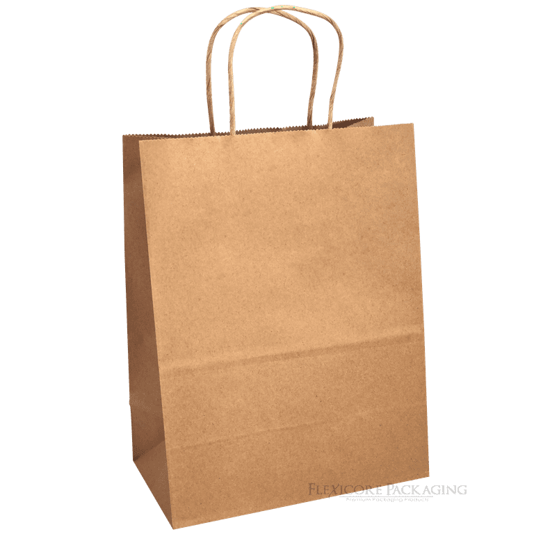 50ct Prime Line Packaging- Small Black Kraft Paper Gift Bags with Handles for Retail Stores 50 Pack 8x4x10