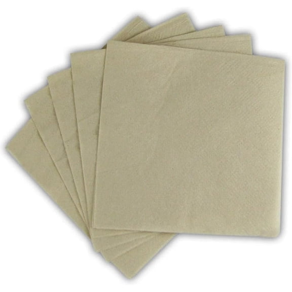 Brown Kraft Paper Napkins - Disposable, Biodegradable, Eco-Friendly Bulk Unbleached Kraft Lunch Napkin 1-PLY for Restaurants, Home, Parties, BBQ, and Crafts - Natural Tan 13x12 Unfolded (2500)
