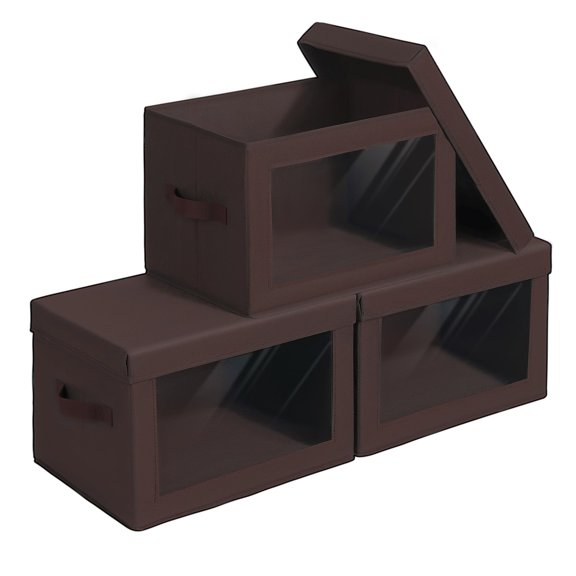 Brown L(3-Pack) Foldable Fabric Storage Cube Baskets