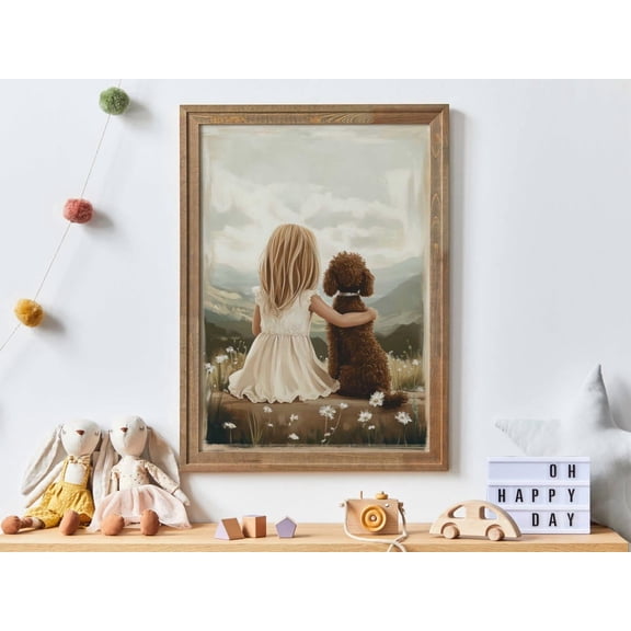 Brown Labradoodle Print Labradoodle Nursery Art Cockapoo, Unframed Canvas 8x10in