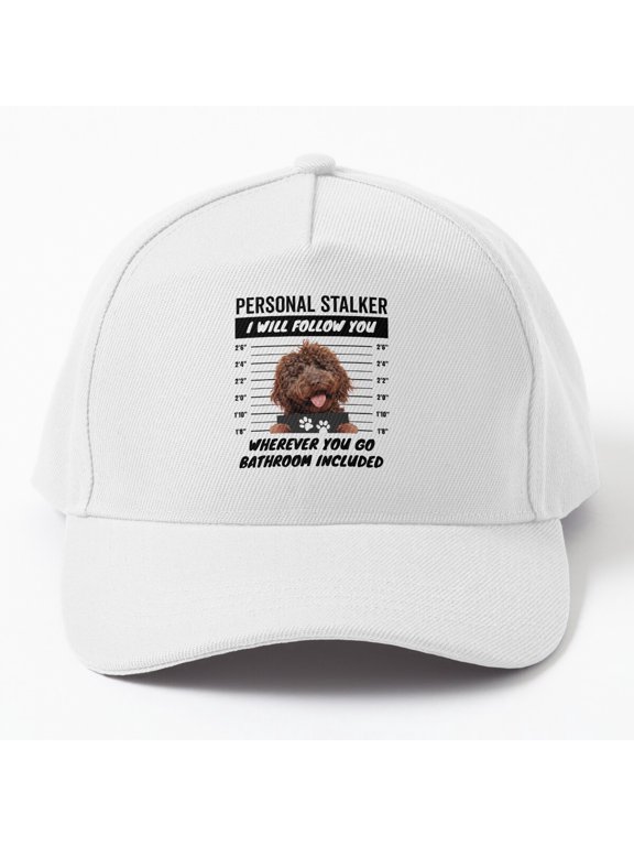 Brown Labradoodle Stalker Baseball Cap, Dog Lover Character Quote Design, Classic Hat
