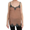 Brown Lace Spaghetti Strap Tank Top Blouse