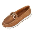 thumbnail image 1 of Brown Ladies Chic Versatile Daily Wear Metal Buckle Spring Summer Soft Sole Loafers For Outdoor Activities, 1 of 7