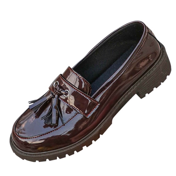 Brown Ladies Fashionable Casual Versatile Tassel Design Spring Summer Comfortable British Style Thick Sole Loafers For Leisure Recreation