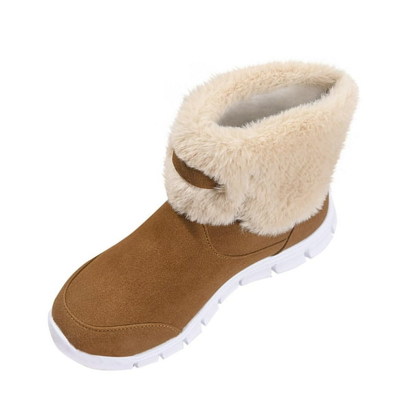 Brown Ladies Footwear With Fuzzy Edge And Thick Sole For Cold Weather