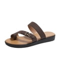Brown Ladies Round Toe Plus Size Slippers Decorative Detail Cozy Summer ...
