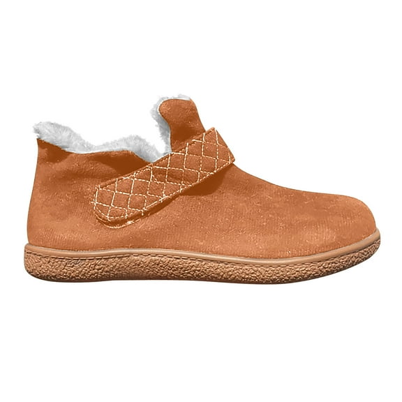 Brown Ladies Snow Boots With Flat Sole And Plush Interior Featuring A Comfortable Fit For Casual Wear