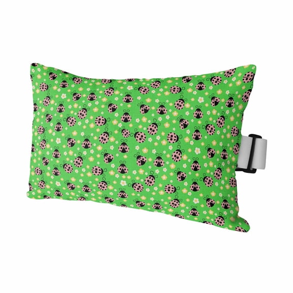 Brown Ladybugs Outdoor Pillows for Chaise Lounge Chair Waterproof Lumbar Pillows with Insert&Adjustable Strap Beach Headrest Pillow Farmhouse Country Animals Textured Green Pool Pillow 11"x16"