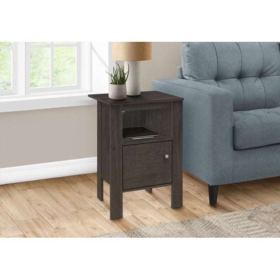 Brown Laminate Accent Table for Living & Bedroom|Sturdy Legs & Storage