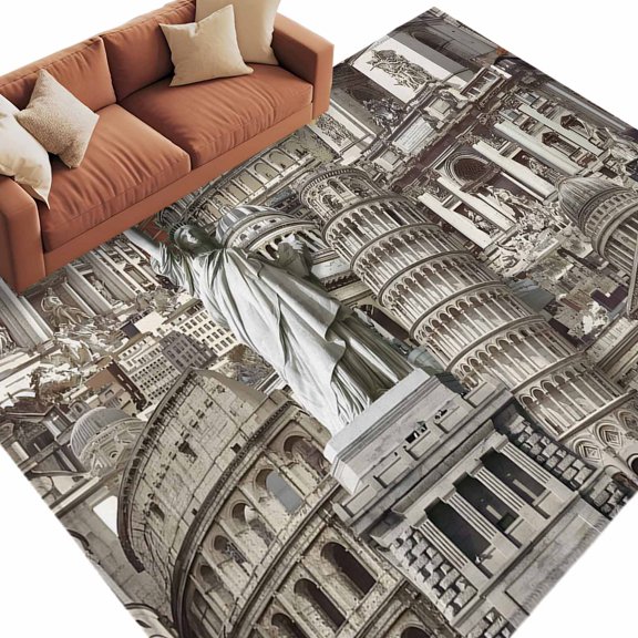 Brown Landmarks Area Rug 6x9 Washable Rug Non Slip Modern Abstract Global Artwork Large Area Rug Soft Stainresistant Indoor Floor Carpet for Living Room Bedroom Home Office Dining Room Nursery