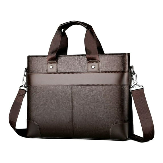 Brown Laptop Shoulder Bag 15.6 Inch, Water-Repellent Nylon Computer Case With Padded Compartments And Outer Pockets For Business, School And Travel 13.8X10.2X2.8In