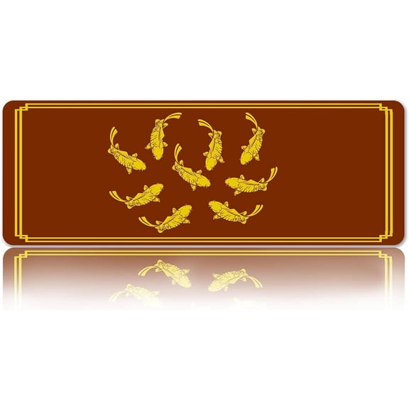 Brown Large Mouse Pad 31.5 x 11.8 Inch Funny Japanese Fish Desk Mat Non-Slip Rubber Base for Office Laptop XL Mousepad Gold Gaming Keyboard Pad Cute Mouse Pads for Desk