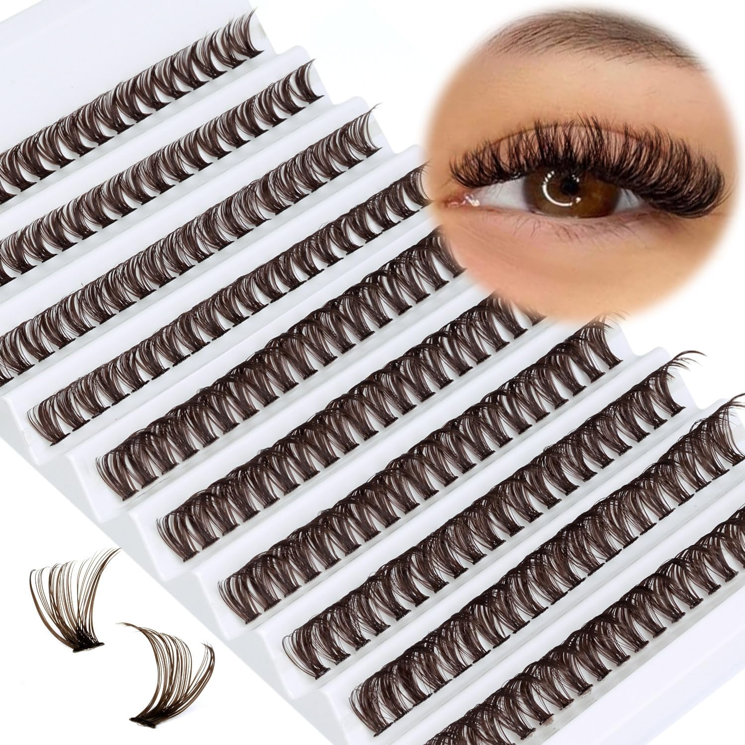 Brown Lash Clusters D Curl Cluster Lashes 200pcs DIY Lash Extensions 8