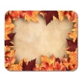 thumbnail image 1 of Brown Leaf Autumn Leaves Vintage Orange Fall Border Halloween Pumpkin Mousepad Mouse Pad Mouse Mat 9x10 inch, 1 of 3