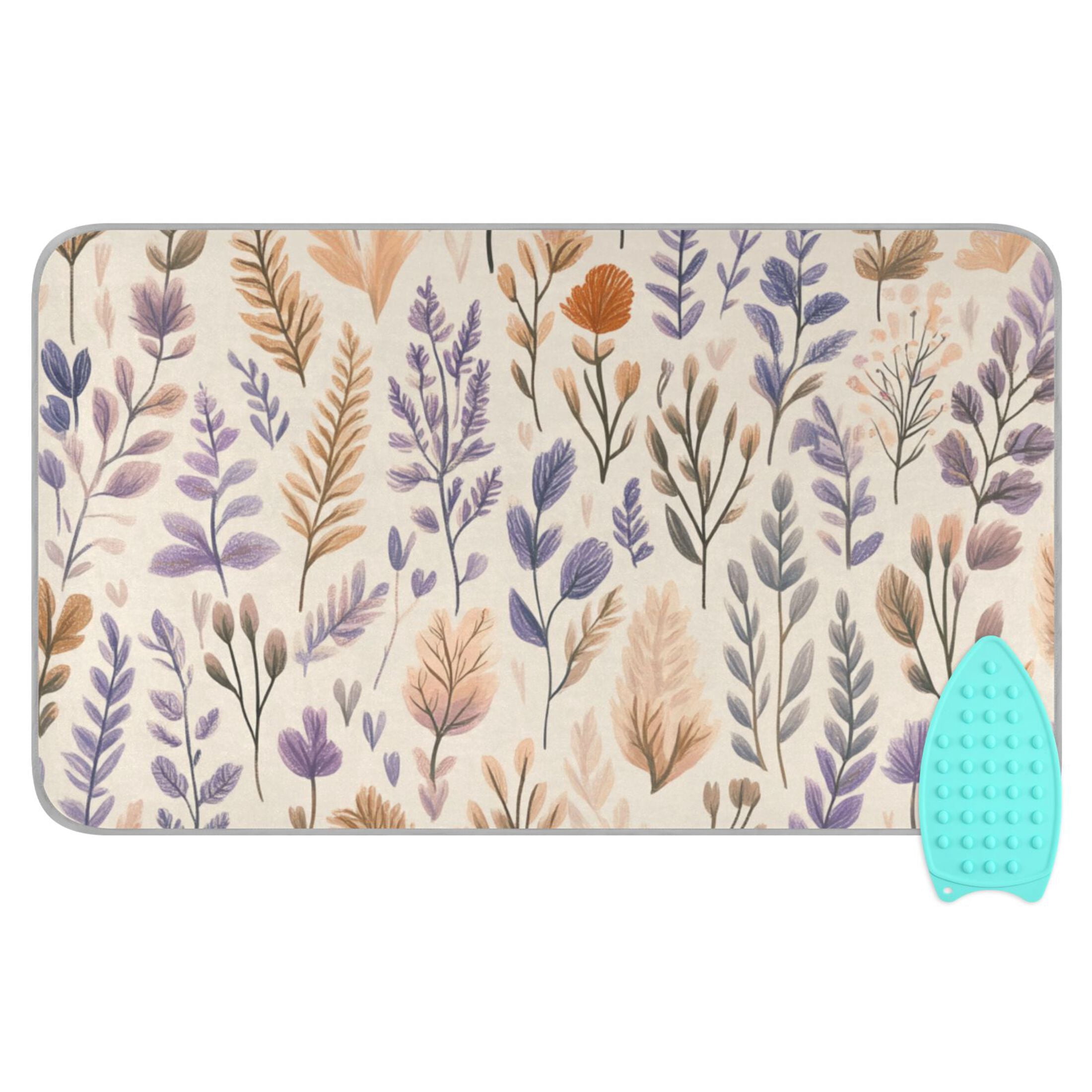 Brown Leaf Plants Ironing Mat Blanket for Table Top Travel Portable Ironing Board Pad 47.2x27.6 Inch