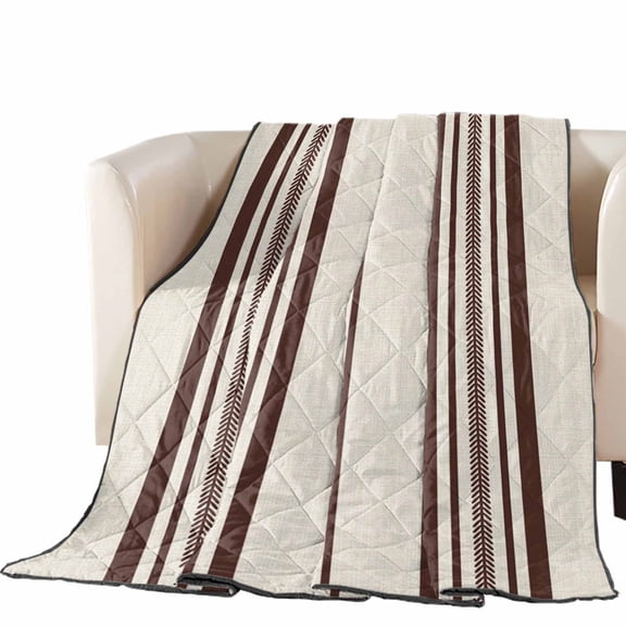 Brown Leaf Stripe Quilted Comforters Cooling Blanket Queen Size, Country Vintage Minimalist Classic Brown Lines Cold Comfort for Hot Sleepers Lightweight Air Conditioning Quilt Blanket for Bed