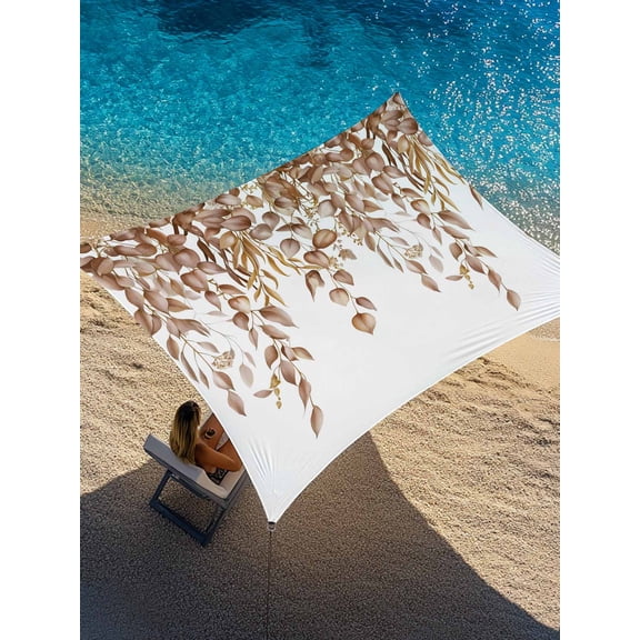 Brown Leaf Sun Shade Sail 12' x 16', Eucalyptus Leaves Spring Plant Farmhouses Rectangle Outdoor Sunshade Canopy, Waterproof UV Block Patio Covers for Garden Yard Beach