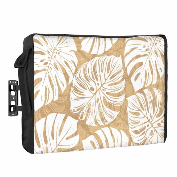 Brown Leaf Waterproof Outdoor TV Cover, Tropical Country Watercolor ...