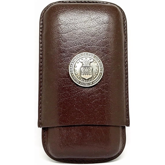 Brown Leather 3-Finger Cigar Case (Air Force Metallic)