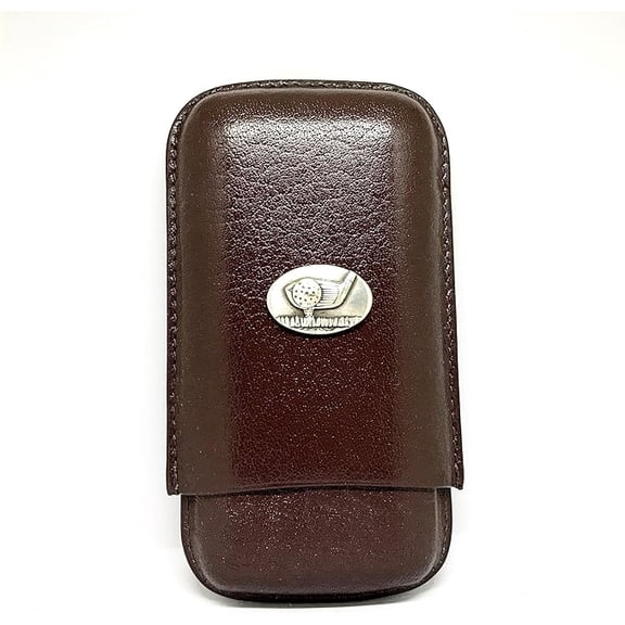 Brown Leather 3-Finger Cigar Case (Golf Ball)
