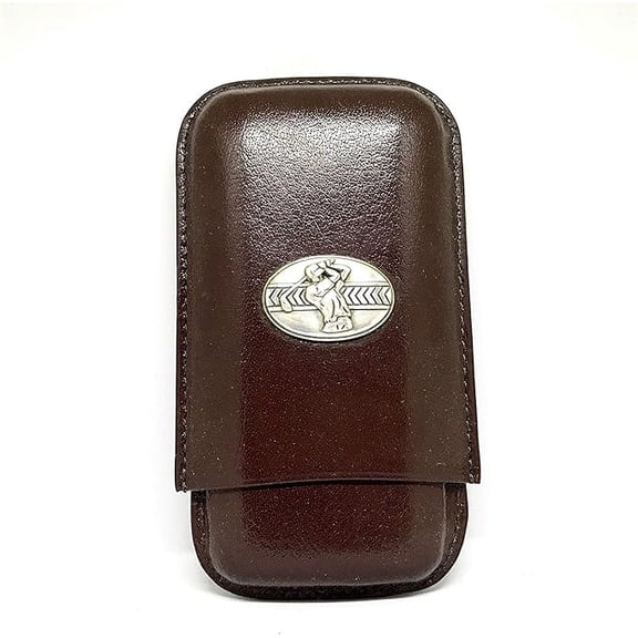 Brown Leather 3-Finger Cigar Case (Golf Swing)
