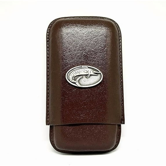 Brown Leather 3-Finger Cigar Case – (Marlin)
