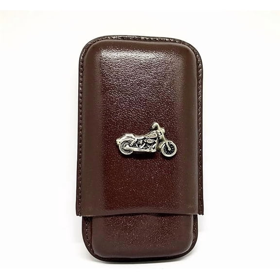 Brown Leather 3-Finger Cigar Case  (Motorcycle)