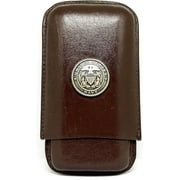 Brown Leather 3-Finger Cigar Case   Navy   Metallic