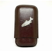 Brown Leather 3-Finger Cigar Case   Trout