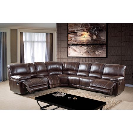Brown Leather Air Reclining 4Pcs Sectional Contemporary McFerran SF3673